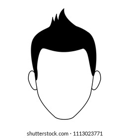 Young man faceless in black and white