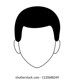Young man faceless in black and white