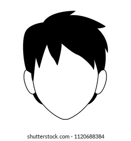 Young man faceless in black and white