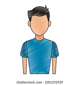 Young man faceless cartoon