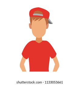 Young man faceless cartoon