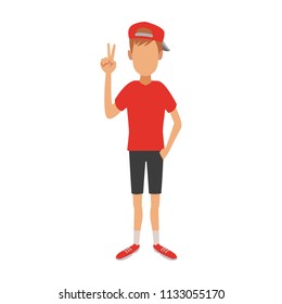 Young man faceless cartoon
