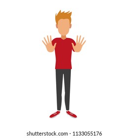 Young man faceless cartoon