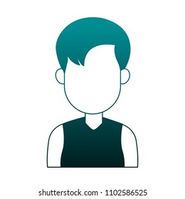 Young man faceless cartoon in blue lines