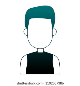 Young man faceless cartoon in blue lines