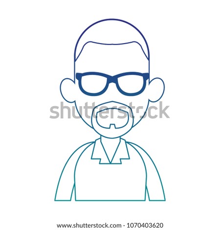 Young man faceless cartoon blue lines