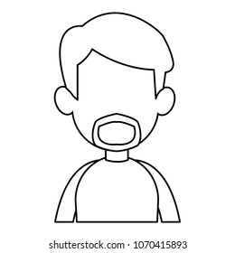 Young man faceless cartoon on black and white