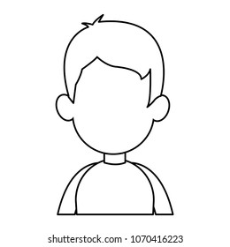 Young man faceless cartoon on black and white
