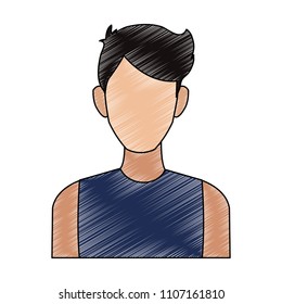 Young man faceless cartoon scribble