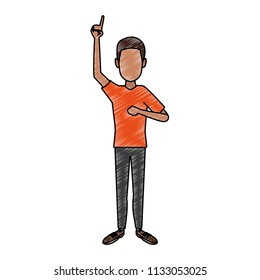 Young man faceless cartoon scribble