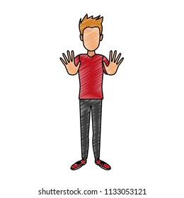 Young man faceless cartoon scribble