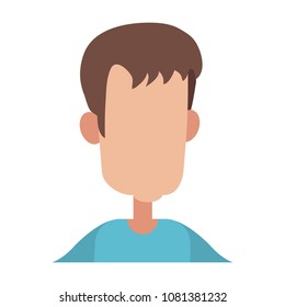 Young man faceless profile