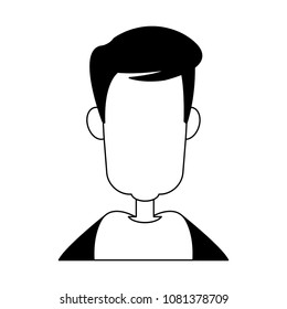 Young man faceless profile on black and white colors
