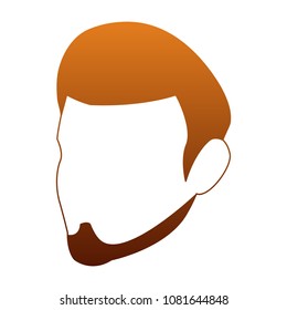 Young man faceless profile on orange lines