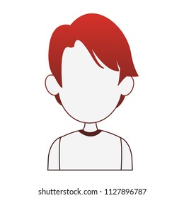 Young man faceless profile red lines