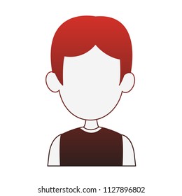 Young man faceless profile red lines