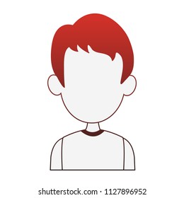 Young man faceless profile red lines