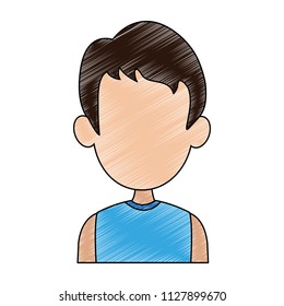 Young man faceless profile scribble