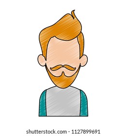 Young man faceless profile scribble