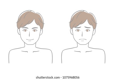 A young man. Facial expression set
