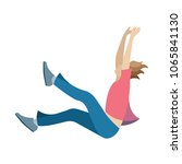 Young man is falling down.
Failing character flat cartoon style vector illustration.