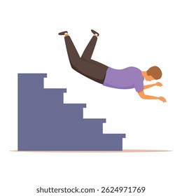Conceito de acidente de queda de escadas de jovem