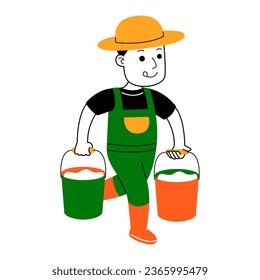 young man farmer vector illustration