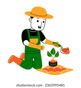 ilustración vectorial de un joven agricultor