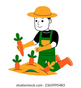 young man farmer vector illustration