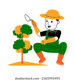 young man farmer vector illustration