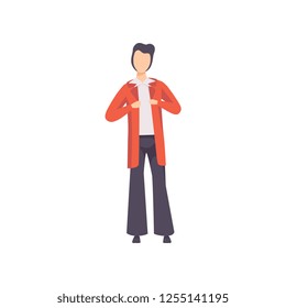 Young man in fashionable clothes from the 70s vector Illustration on a white background