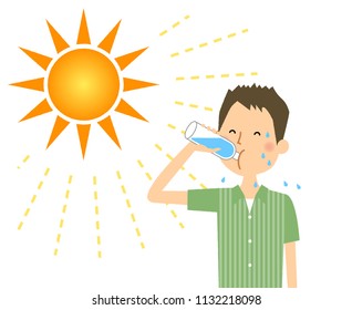 Young man feeding hydration