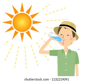Young man feeding hydration