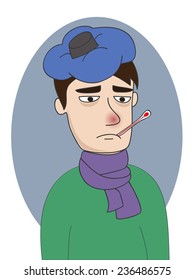 a young man feeling bad with a flu