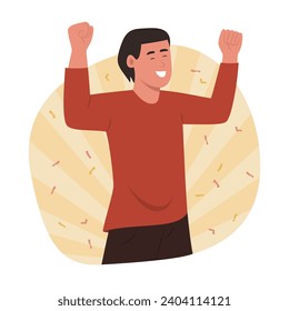 Young Man Feeling Happy and Glad Concept Illustration