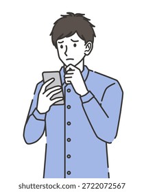 Joven sintiéndose preocupado mientras usa su teléfono inteligente