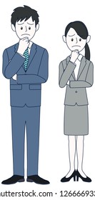 A young man and a female businessman with  troublesome.