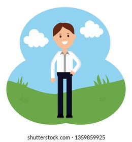 young man in the field character