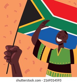 young man with flag of south africa heritage day