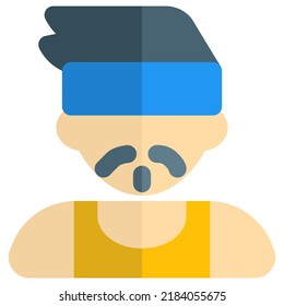 Young man with french beard wearing headband
