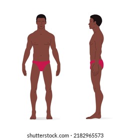 Young Man, Full Body Of A Man, Front And Side View. Isometric Vector Illustration.