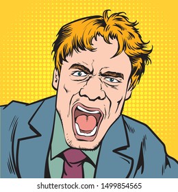 The young man is furious.pop art retro comic book illustration