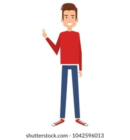 young man gesturing peace and love avatar character