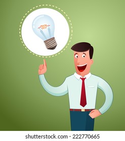 young man get an idea and smiling cheerfully