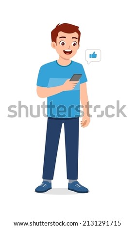 young man get like notification from phone