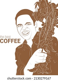 young man gets a coffee beans for the best coffee