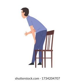 Young Man Getting Up From His Chair, Side View Vector Illustration