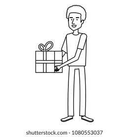 young man with gift