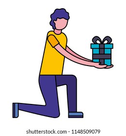 young man with gift box present