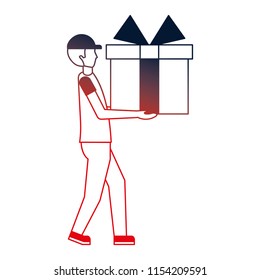 young man with gift box present
